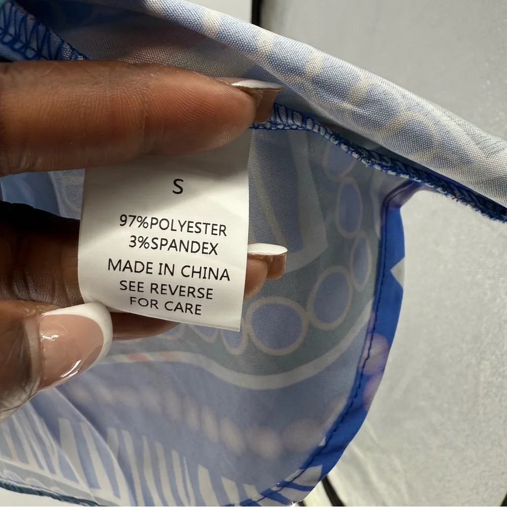 Patterned Blue and Orange Dress - Picture 10 of 11